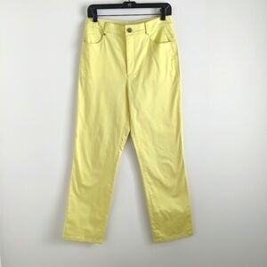 𝅺AVERARDO Bessi High Rise Yellow Pants 8 Luxury Preppy Tennis Prep Straight Leg